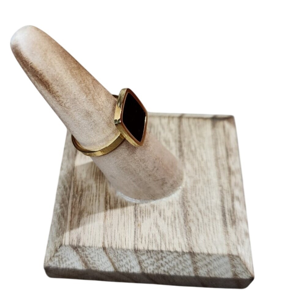 Modern Minimal 18K Gold Plated Stainless Steel Ebony Ring | Size 7 - Picture 7 of 8